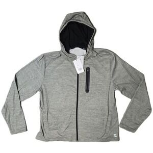 ZELOS Men L Heather Gray Full Zip Hoodie Athletic Zip‎ Pocket Active Jacket (AB)